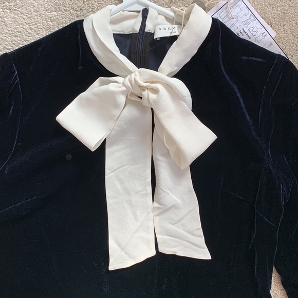 Sandro Velvet Dress with Crystal Embellishement - Picture 4 of 11